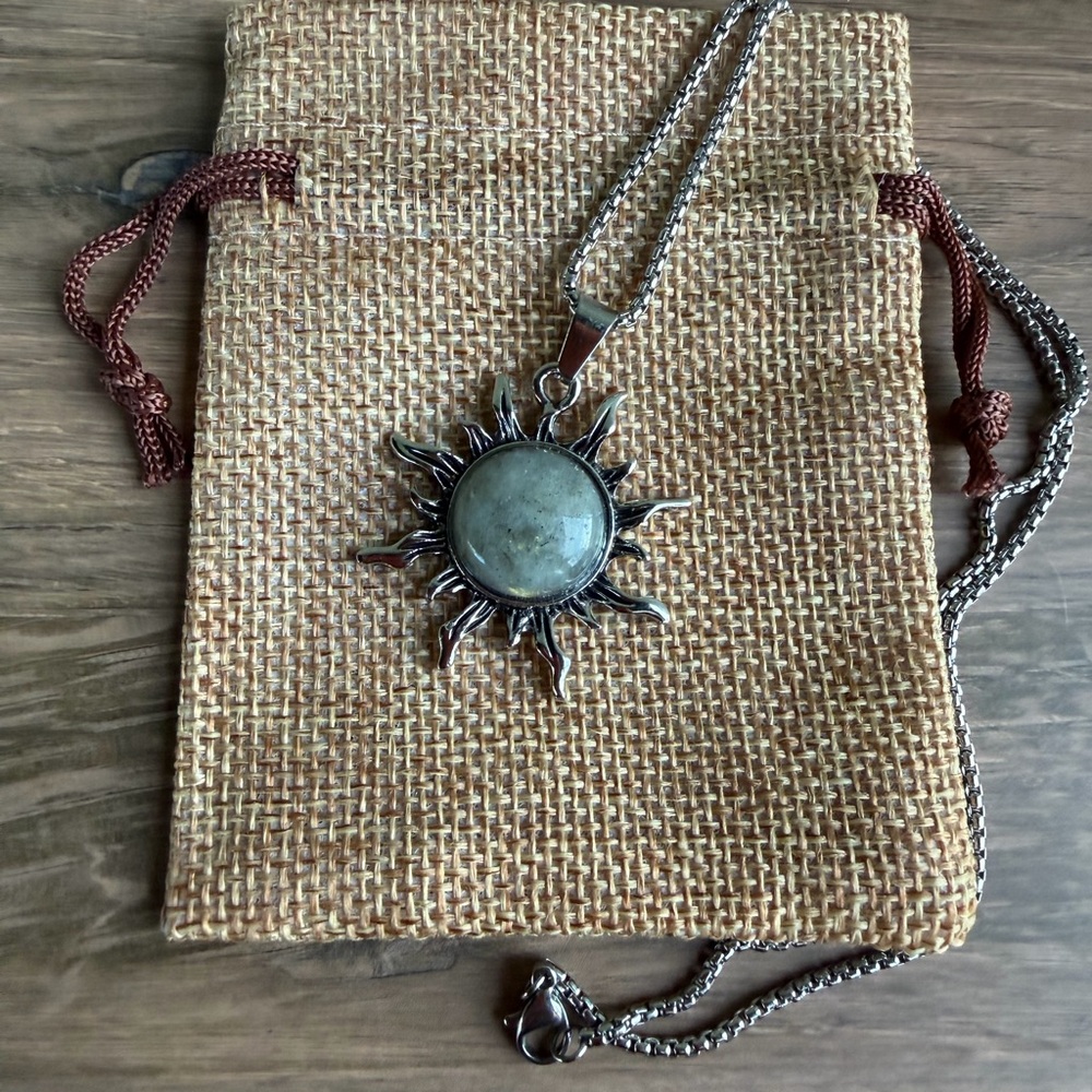 Labradorite Sun Pendant Labradorite Sun Necklace Boho Crystal Necklace